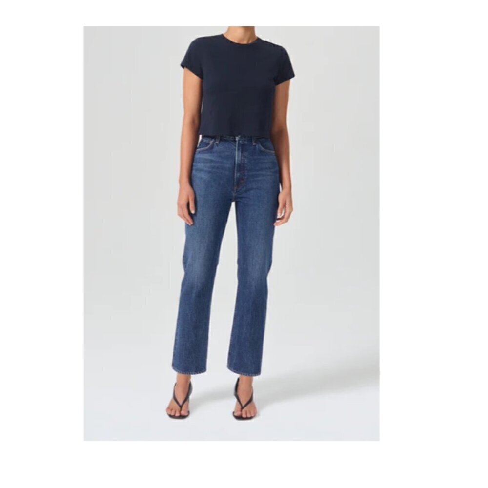 AGOLDE Pinch-Waist High-Rise Kick Jeans Raw Hem